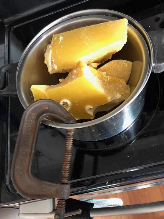 Melting wax to make our products